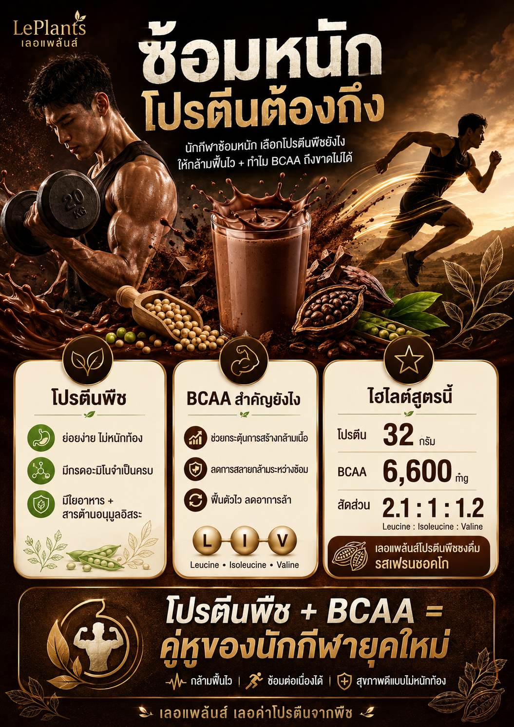 เครื่องดื่มและวัตถุดิบสำหรับบทความโภชนาการbcaa
